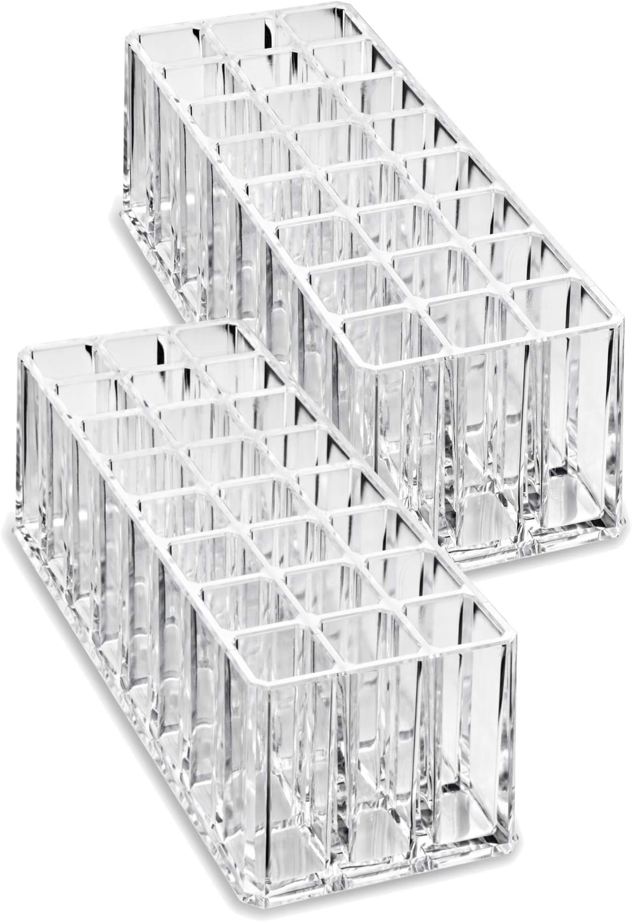 BY ALEGORYbyAlegory (Set Of 2) Acrylic Makeup Tool Organizer 24 Space High Wall Storage Vanity Container For All Cosmetic Beauty Tools - Clear