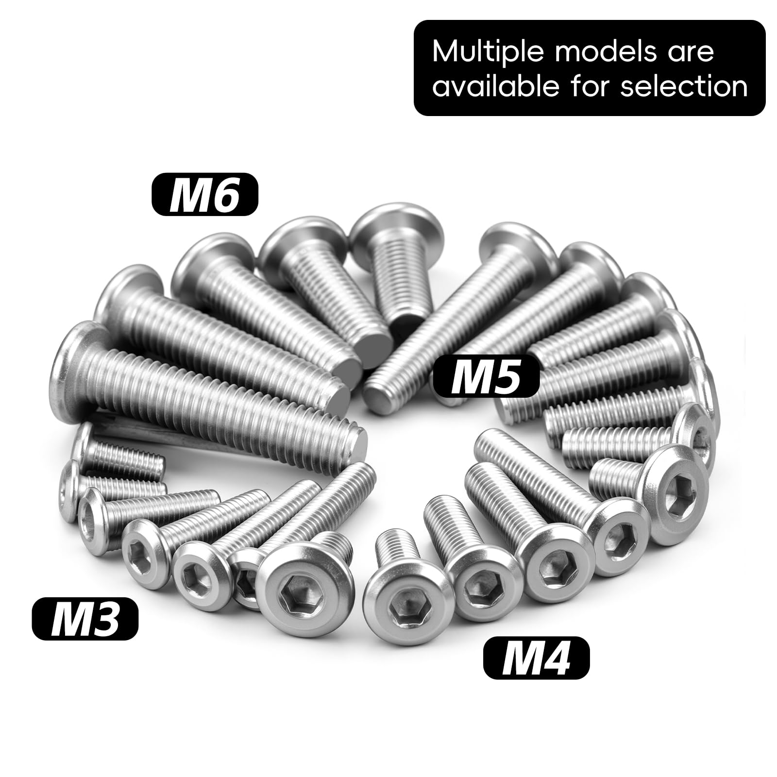 50 viti a testa piatta M4 x 12 mm, esagono incassato in acciaio inox, viti a testa bombata M4, in acciaio inox A2 V2A, esagono incassato filettatura completa