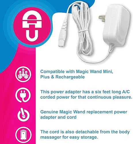 Miniatura 6 de Magic Wand Plus - Adaptador de corriente y cable para masajeador personal auténtico, adaptador de corriente polarizado de EE. UU. y cable de