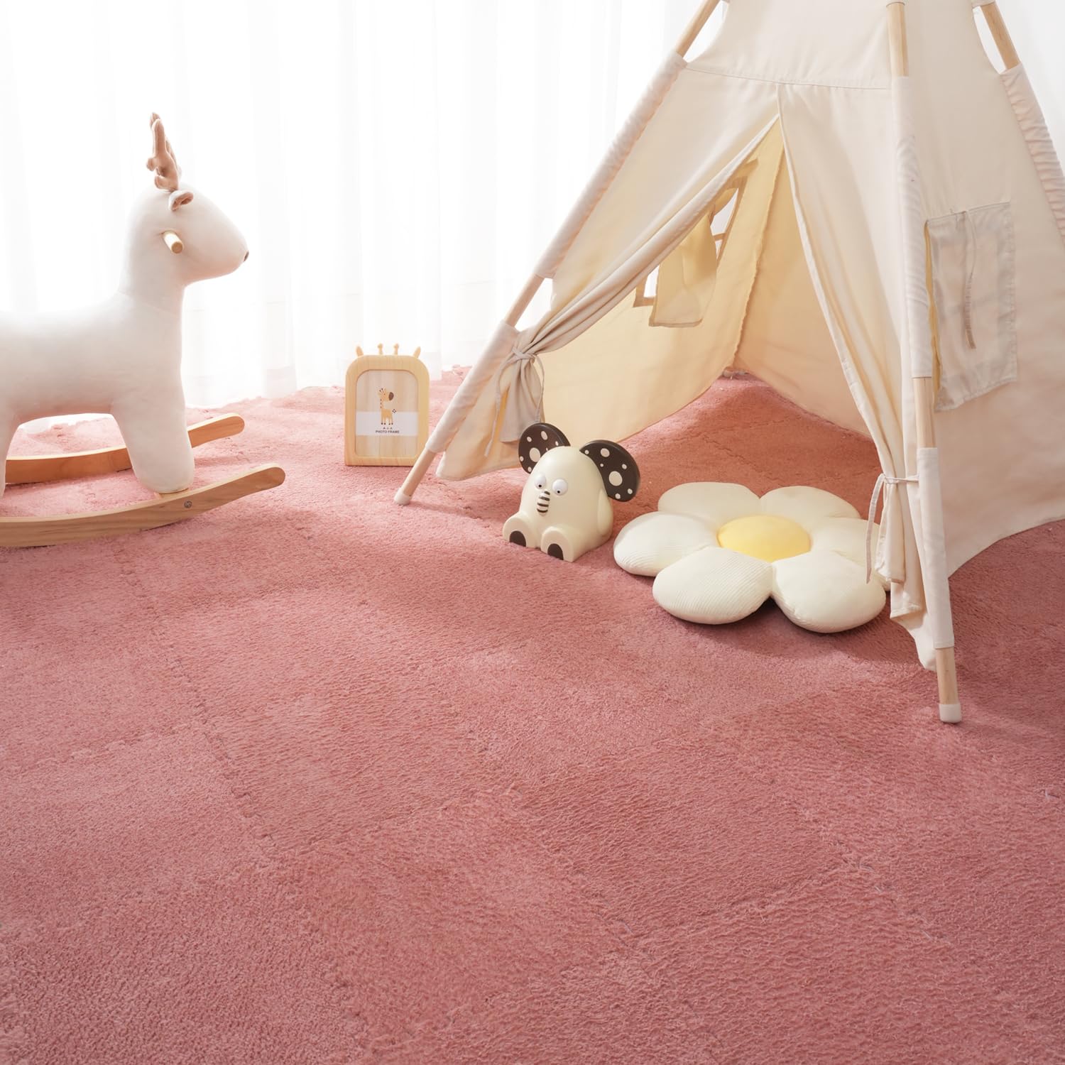 Gsogcax 10PCS Foam Play Mats for Floor 30x30cm Rugs for Living Room Soft Shaggy Rug Baby Large Interlocking Foam Play Mat Carpet Squares Anti-Skid Floor Carpet