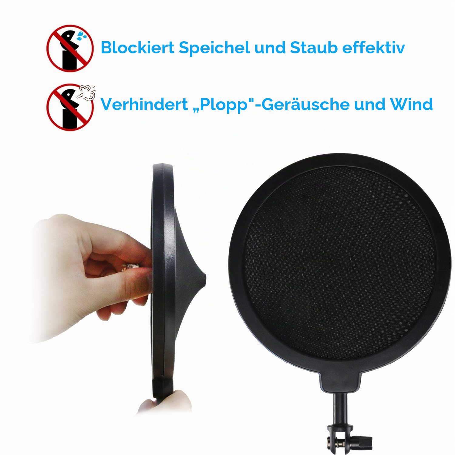 AT2020 Mikrofonspinne mit Popschutz, Windschutz und Shockmount zur Reduzierung von Vibrations für AT2020USB+ Condenser Mic von YOUSHARES