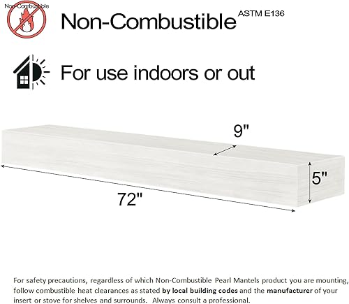 Vista 31 de Pearl Mantels ARYB60NCW - Estantería de mantel no combustible, color blanco, 60 pulgadas de largo x 9 pulgadas de profundidad x 5 pulgadas de alto