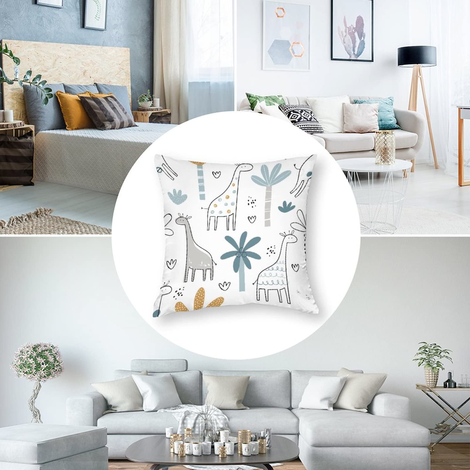 OFloral, federa quadrata per cuscino, con di motivo giraffa hipster con gli occhiali, decorazione ideale per divani, poltrone, casa, macchina, camera da letto e soggiorno 18 X 18 Inch Stylep03