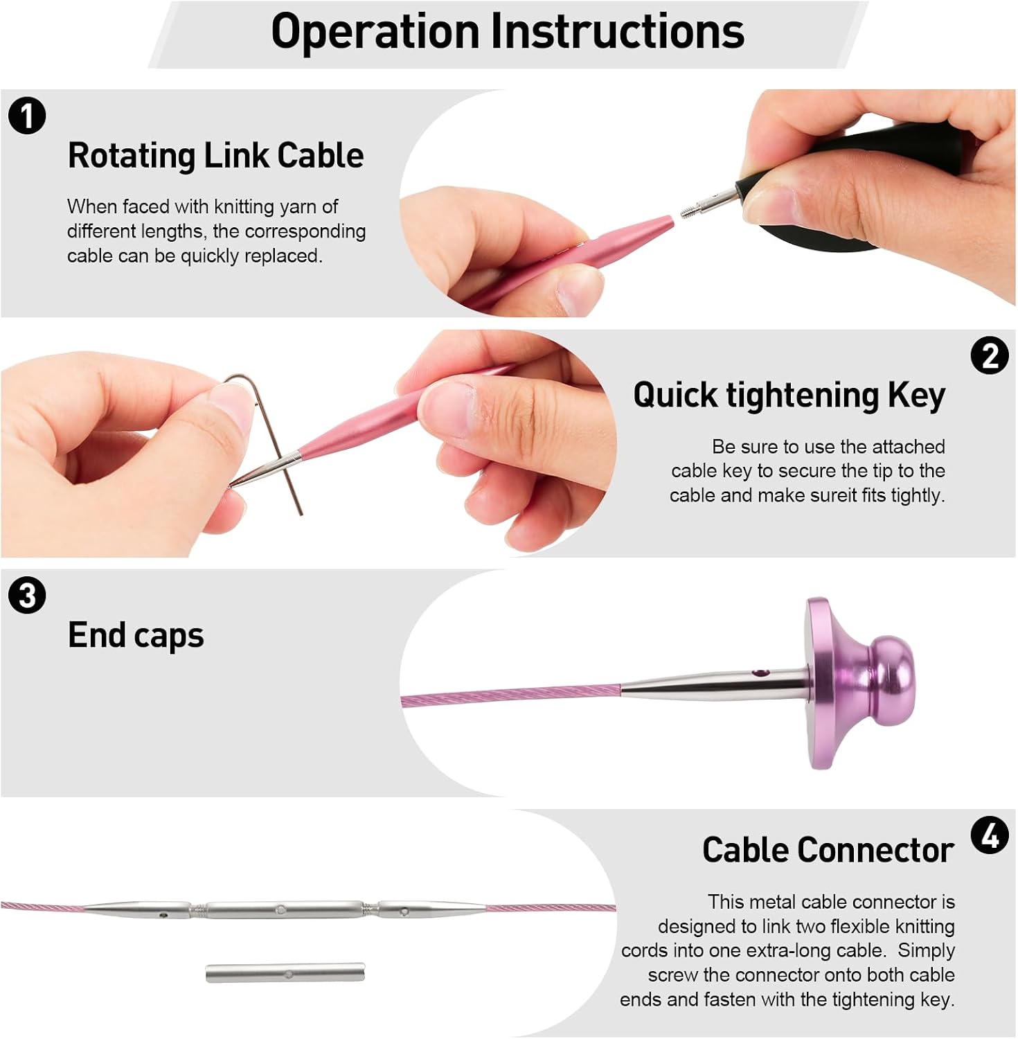 Hzkokon 2.17 Inch Short Interchangeable Knitting Needles (Pink)