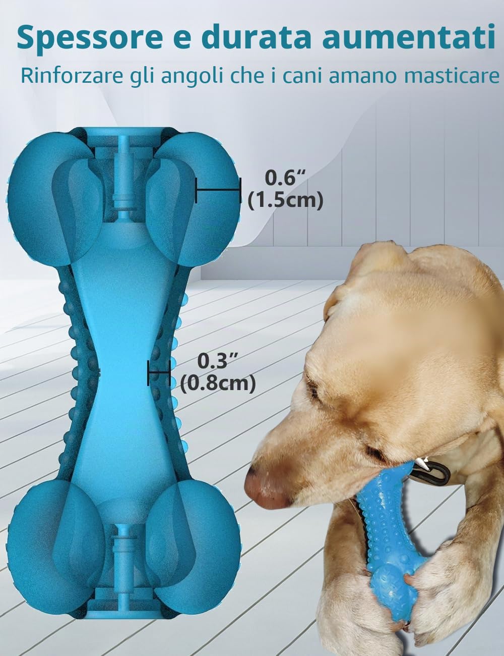 SCHITEC Giocattoli Indistruttibili per Cani - Osso di Gomma con Squeaker per Cani Medio-Grandi