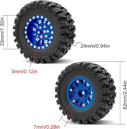 Miniatura 7 de OGRC 1.0 Plus (1.2 pulgadas) Beadlock Ruedas de 0.276 in de desplazamiento negativo llantas SS súper suaves pegajosas para TRX4M SCX24 FCX24 AX24