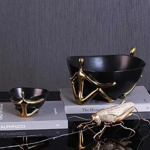 Miniatura 2 de KITCISSL Elegante cuenco de cerámica dorado para la mesa de entrada bandeja para llaves moderno cuenco de cerámica para la entrada decoración de
