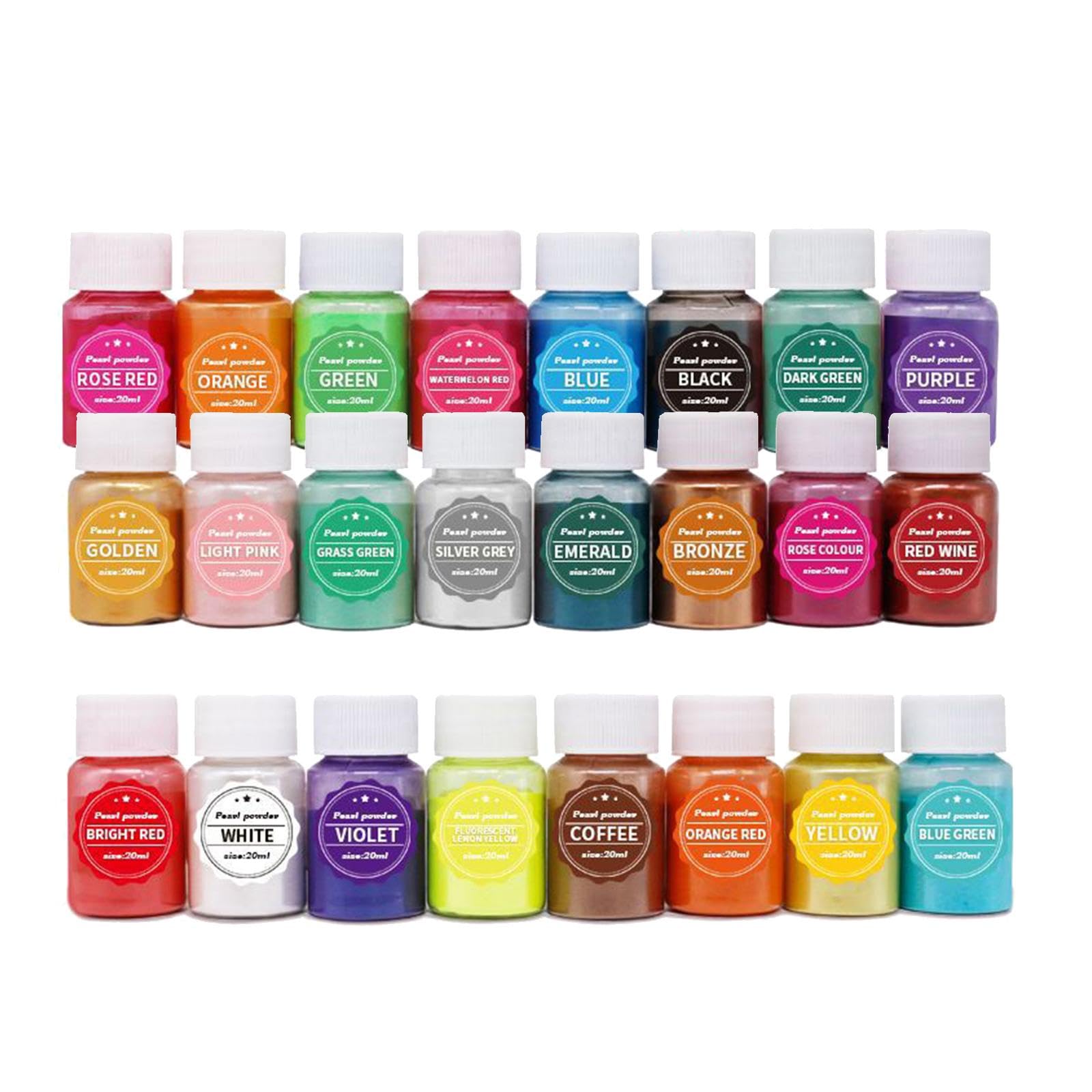 Juego de 5 24 piezas de polvo de mica nacarada para bolas de baño, pintura de joyería