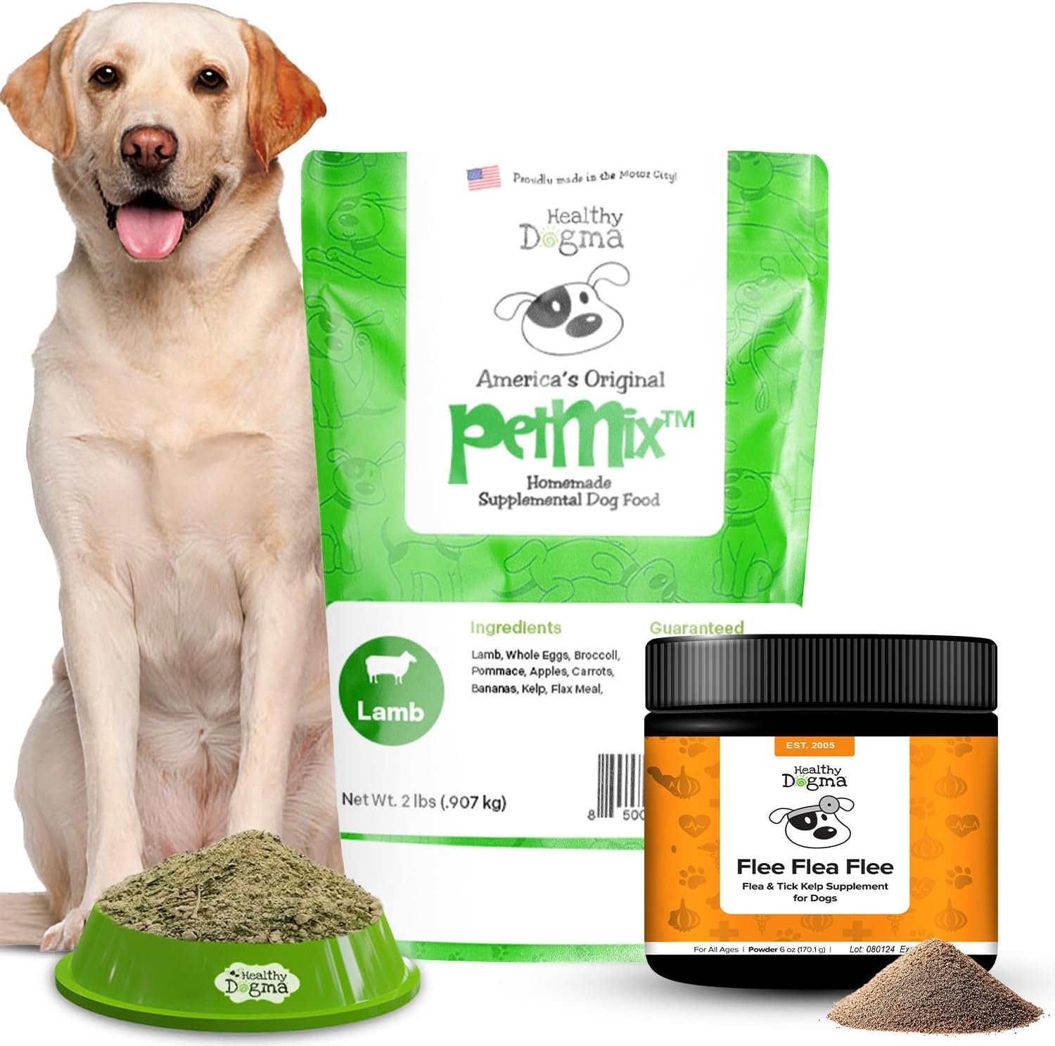Healthy Dogma Nutrient-Rich Lamb Dog Food & Natural Flea Protection Bundle | Dehydrated Dog Food + Yeast & Garlic Powder for Flea & Tick Defense | Clean Ingredients, No Preservatives