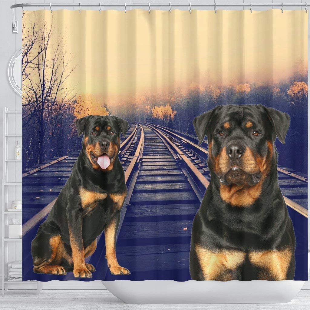 Cute Rottweiler Dog Print Shower Curtains