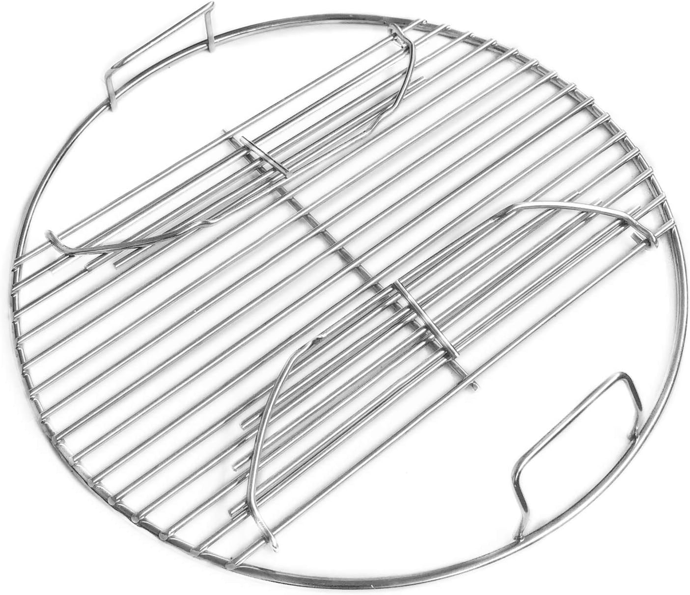 201 Stainless Steel Charcoal Grill Cooking Replacement Grate (ACTUAL DIAMETER 13.72 INCHES) With handles and hinges - Compatible with Weber 14" Smokey Joe