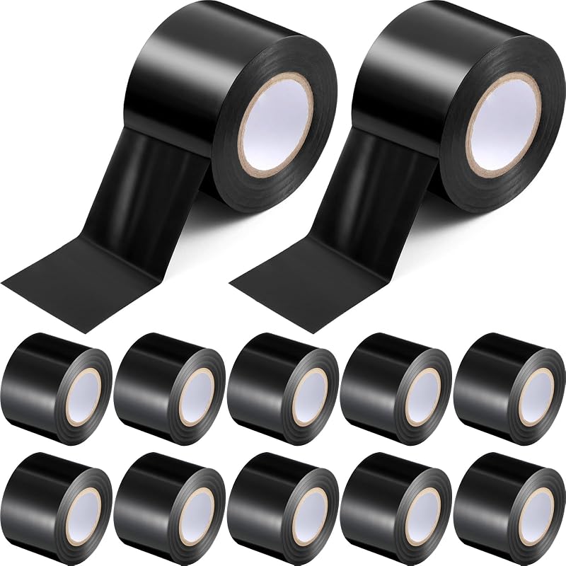 Fuyoooo 10 Rolls Wide Black Electrical Tape Industrial Grade Waterproof 2 in x 66ft Vinyl Strong Self Adhesive PVC Electrical Tape for Professional Home Insulation