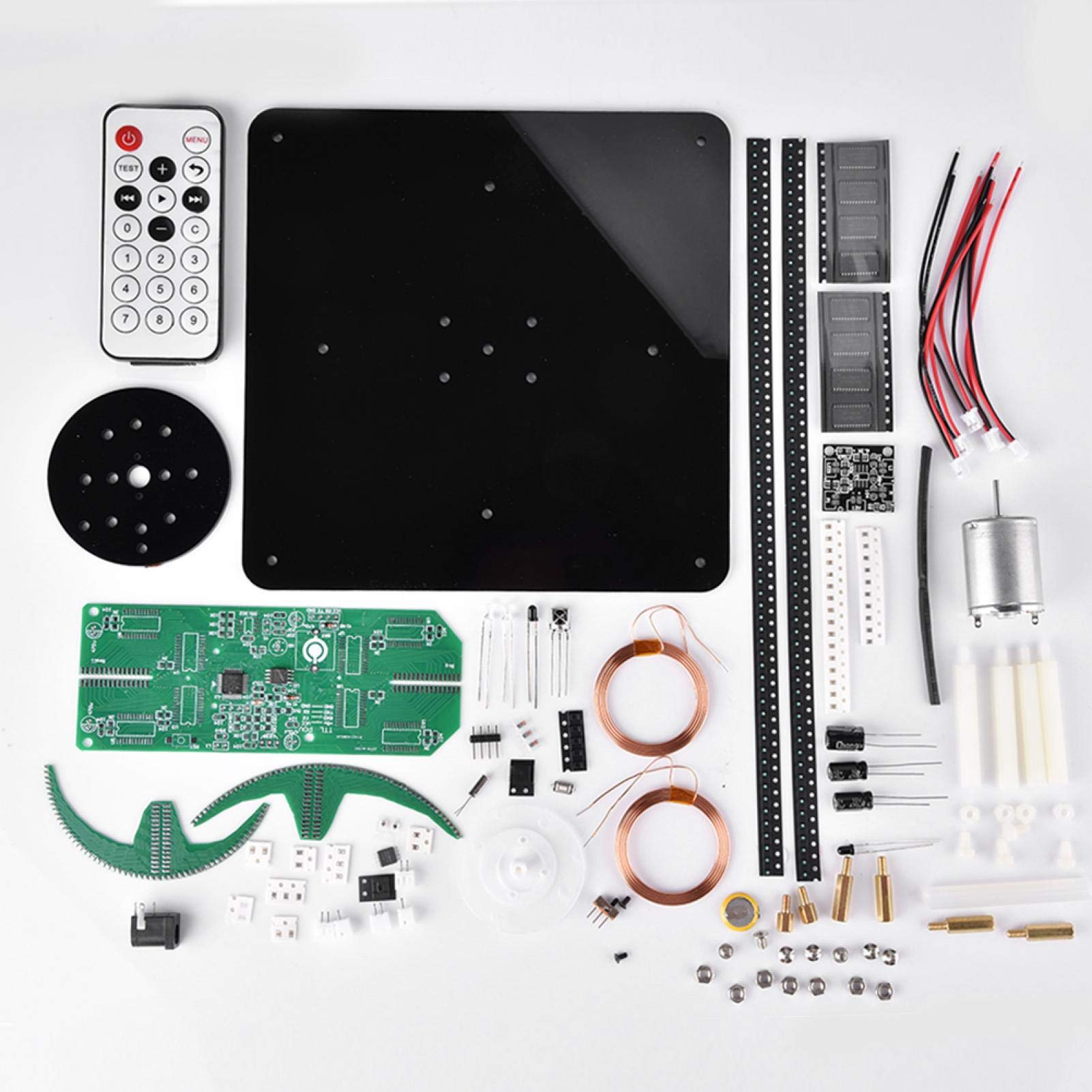 12V 2A DIY Electronic Biaxial Spherical Rotating LED Kit,Creative POV Soldering Train,Support STM8S105K4T6 Single-chip/Adjust the time,DIY Spherical Rotating LED Kit for Learning Purposes