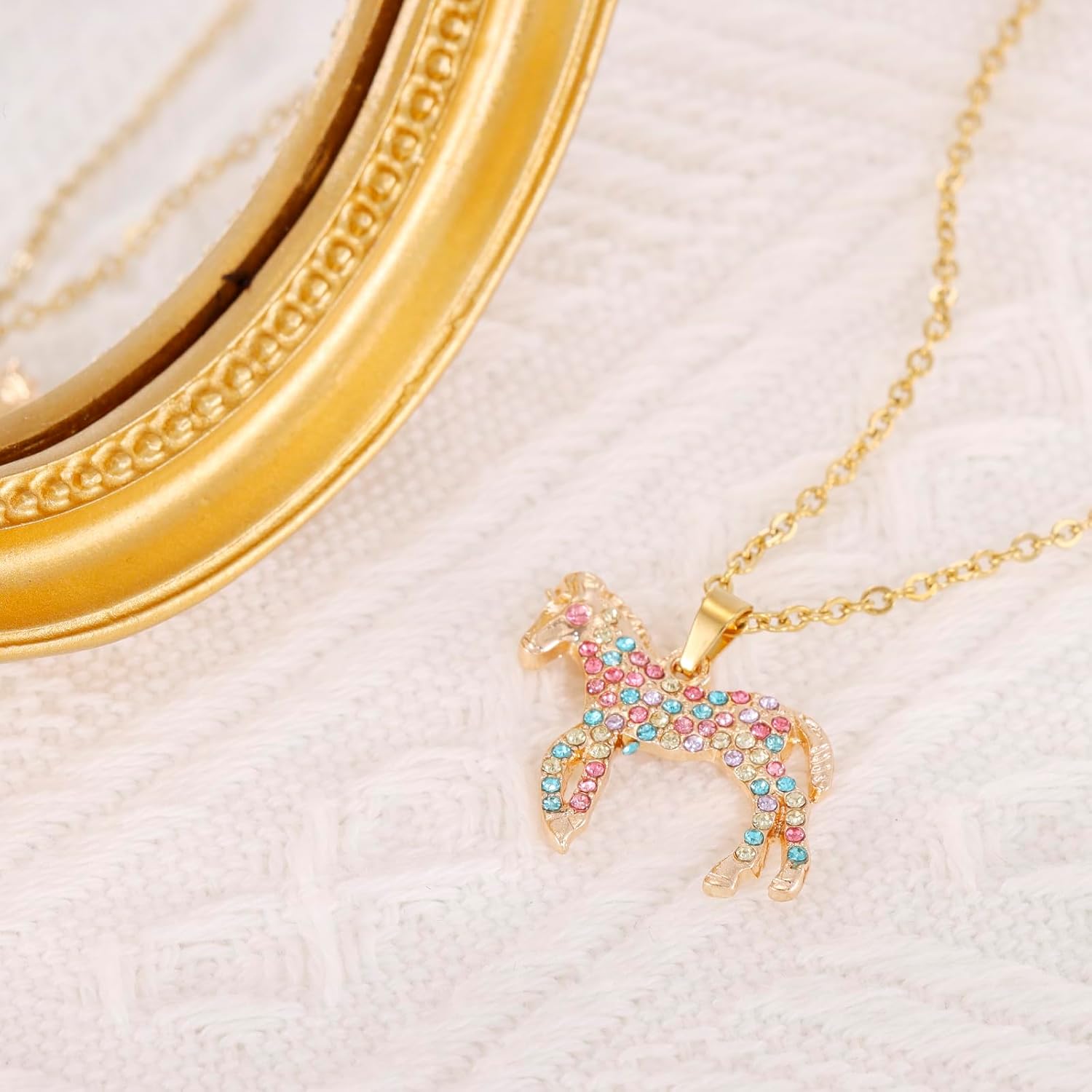 HUTIMY Horse Lover Necklace Gifts for Women Little Rainbow Horses Jewelry Horse Pendant Necklace - Image 2