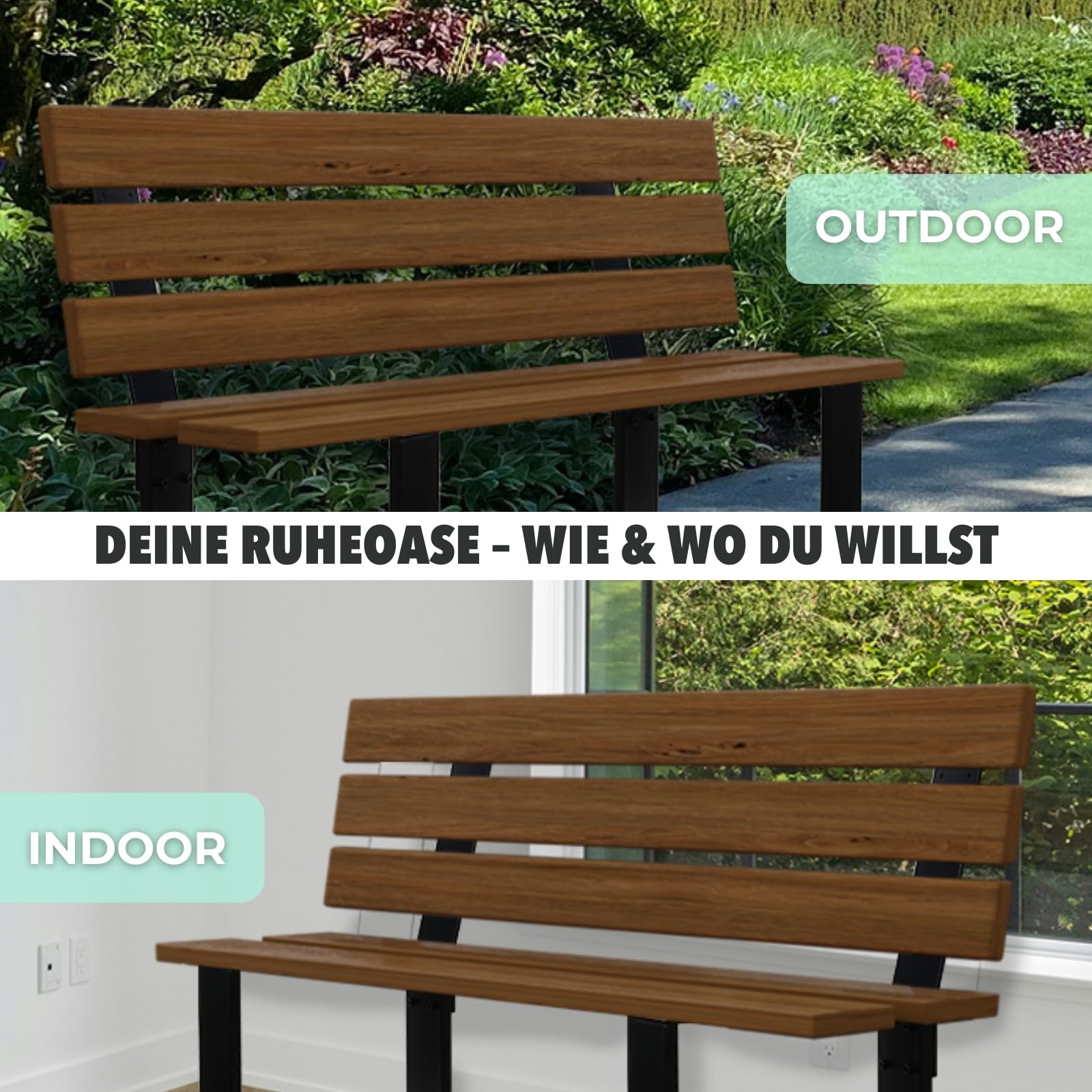 HAGO24 Bankgestell in Schwarz I hochwertige Bank Füße aus Stahl I Bankbeine für Sitzbank mit Rückenlehne I DIY Metallgestell für Esszimmer-Bank & Gartenbank I rostfrei & wetterfest
