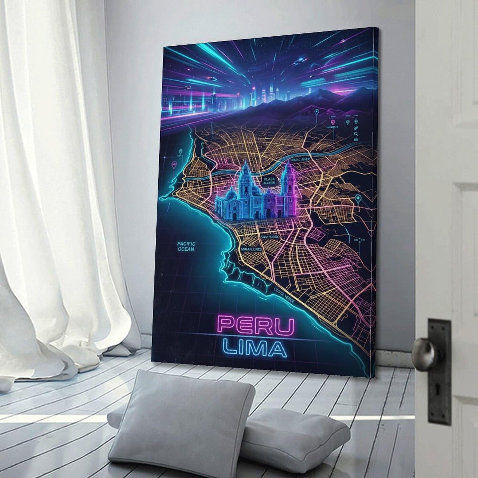 XKUGA Poster con stampa su tela decorativa moderna per camera dei videogiochi, Perù Lima anni '80, ideale per la famiglia, la grotta degli uomini, la sala giochi, la camera da letto di ragazzi e