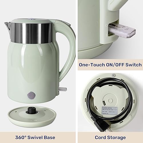 Miniatura 3 de Hervidor eléctrico, 1.8 litros, 1100 W, hervidor de agua inalámbrico de ebullición rápida sin BPA, apagado automático y protección para hervir,