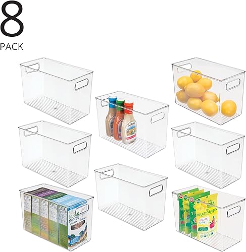 Miniatura 2 de mDesign Contenedor organizador delgado de plástico para armario de despensa de cocina, refrigerador o congelador, contenedor de almacenamiento de
