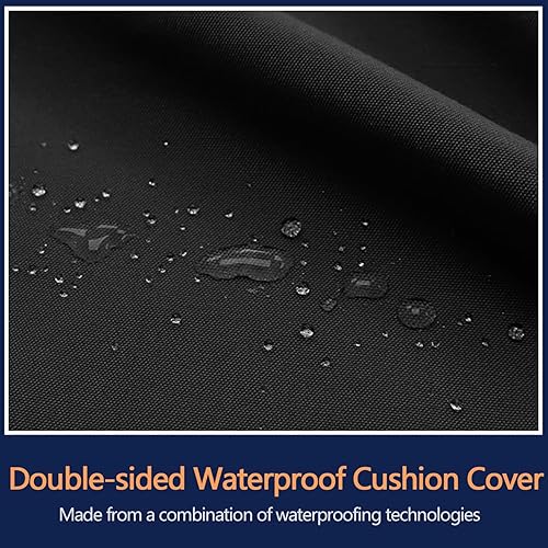 Miniatura 4 de Cojines de asiento profundo para sillas de exterior, impermeables, para respaldo y asiento profundo para muebles de jardín (negro)