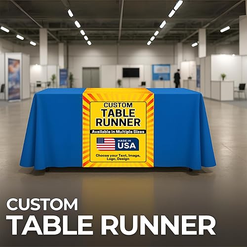 Miniatura 2 de DreamController Camino de mesa personalizado de 12 x 72 a 36 x 72 pulgadas con logotipo, imagen o texto empresarial, camino de mesa personalizado