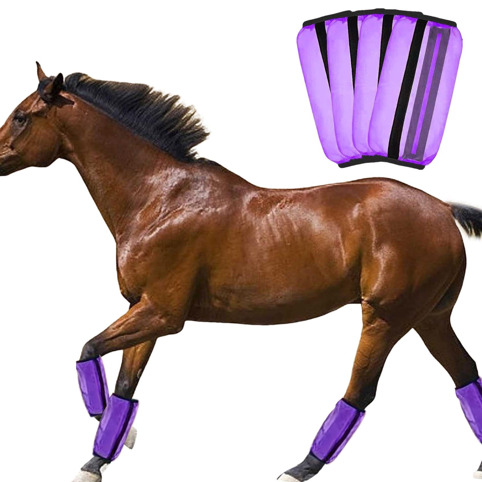 4 Pcs Horse Leg Anti-Mosquito Cover, Universal Size Horse Leggings Fine Mesh, Fly Boot for Horses Mesh, Fly Leggings Breathable Boot, Protective Horses Leg Wraps for Preventing Flies (B)
