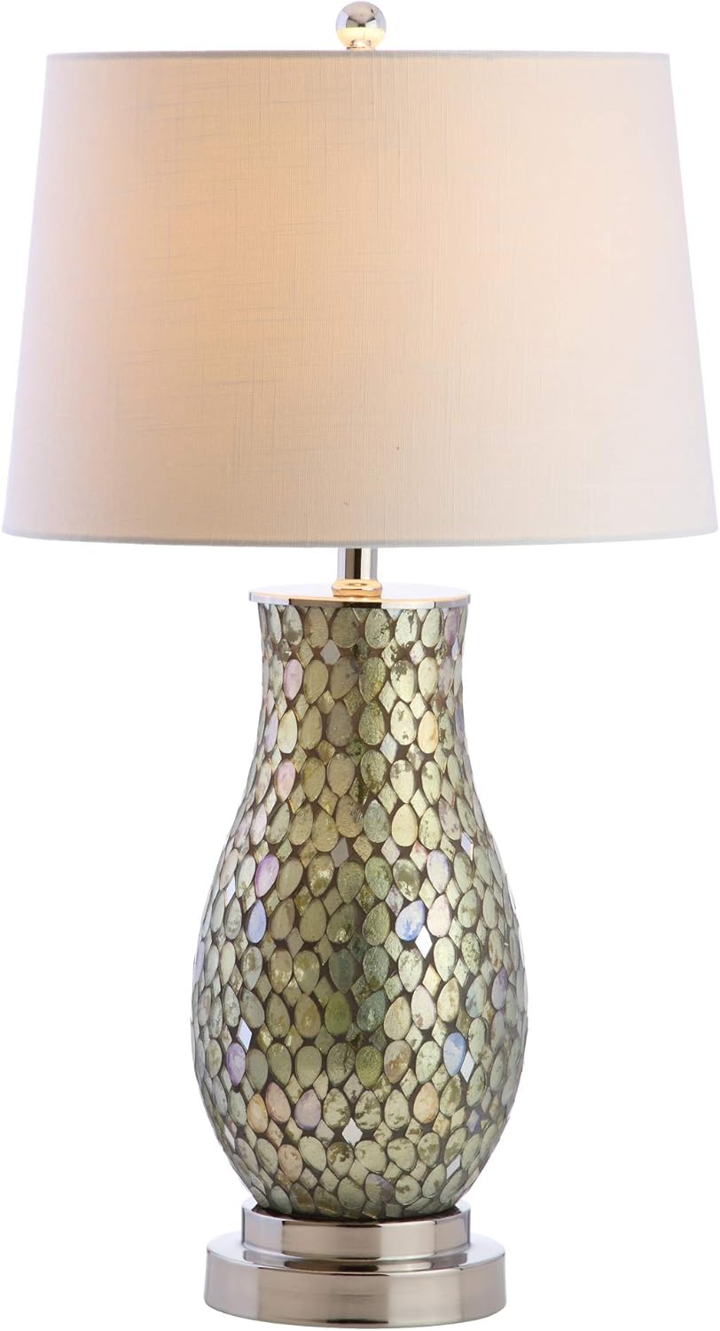 New Arrivals JONATHAN Y JYL1051A Douglas 28 Mosaic LED Lamp Coastal,Traditional,Transitional for Bedroom, Living Room, Office, College Dorm, Coffee Table, Bookcase, Green Multi