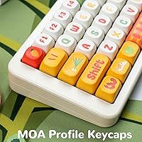 Vista 3 de Teclas de perfil MOA, teclas PBT amarillas, lindo juego de tapas de teclado de sublimación de tinta, teclas redondas personalizadas para teclados