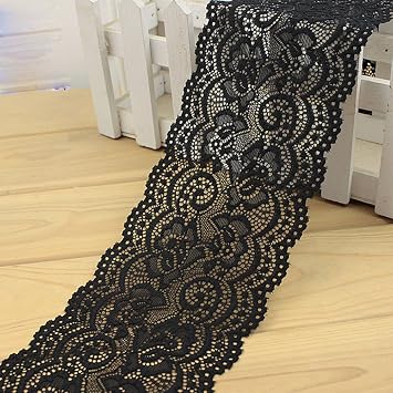 Lace Trim DIY Craft Light Delicate Ribbon Vintage Flora Pattern Scallop Edge 4 Inch Wide 5 Yards Black