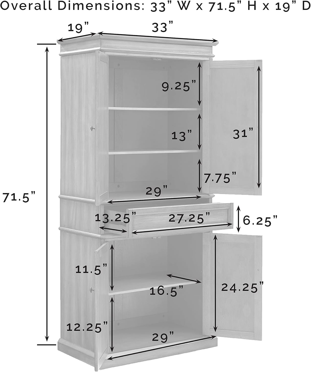 Parsons Classic White Transitional Pantry with Adjustable Shelves