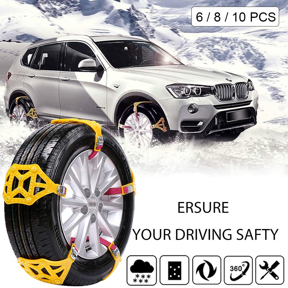 Chaînes à Neige Antidérapantes Portables - Facile à Monter pour Traction d'Urgence - Universelles pour Pneus de 165 à 285 mm de Largeur