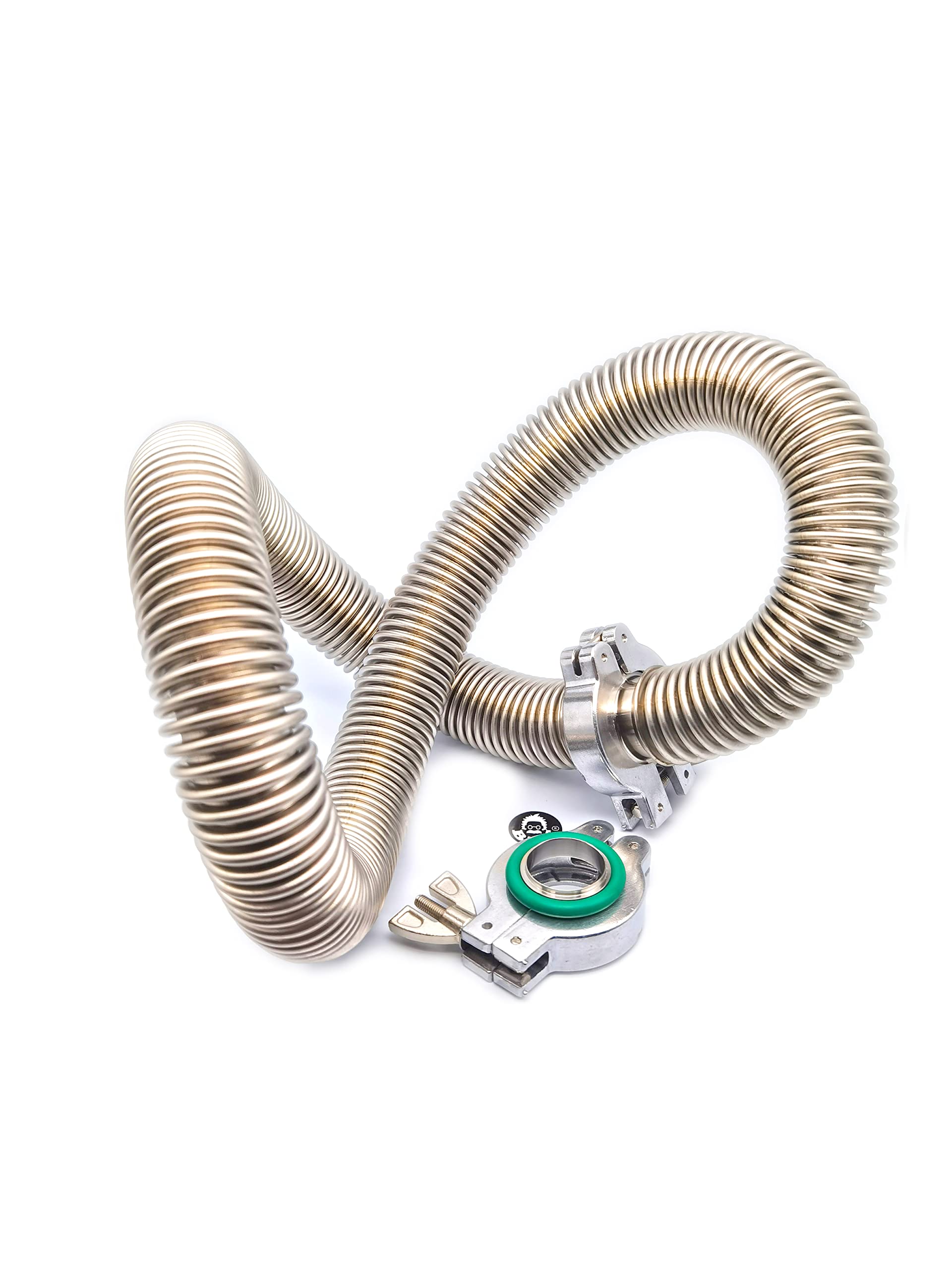 bmotiontech ISO-KF KF25 Manguera de fuelle de vacío de acero inoxidable corrugado altamente flexible + 2 juegos de abrazadera de tuerca KF25, anillo de centrado y junta tórica FKM (1000 mm o 3.3 pies)