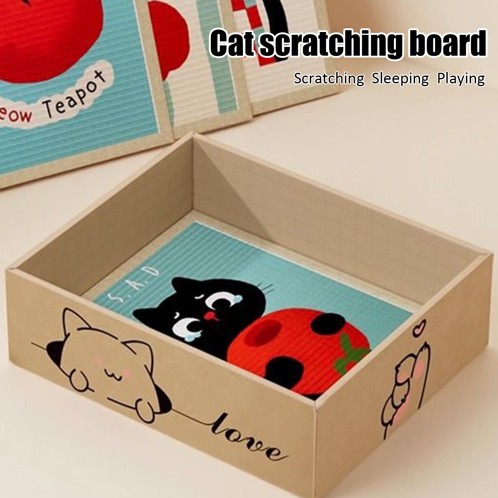 Tablero De Rascado para Gatos Rascador De Cartón | Juguete de Papel para Afilar Uñas Antiarañazos Aburrimiento Mascotas