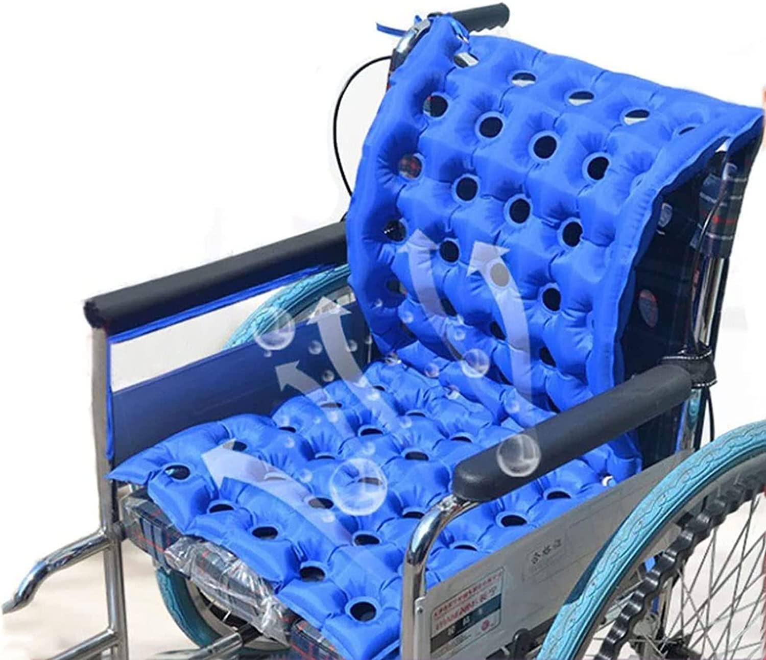 FOOJO Cojín de prevención de úlceras por presión médica, Asiento de cojín Inflable portátil con Bomba de Aire Adicional, para cojín de Asiento de Asiento prolongado para Uso Diario, 102 × 48 cm