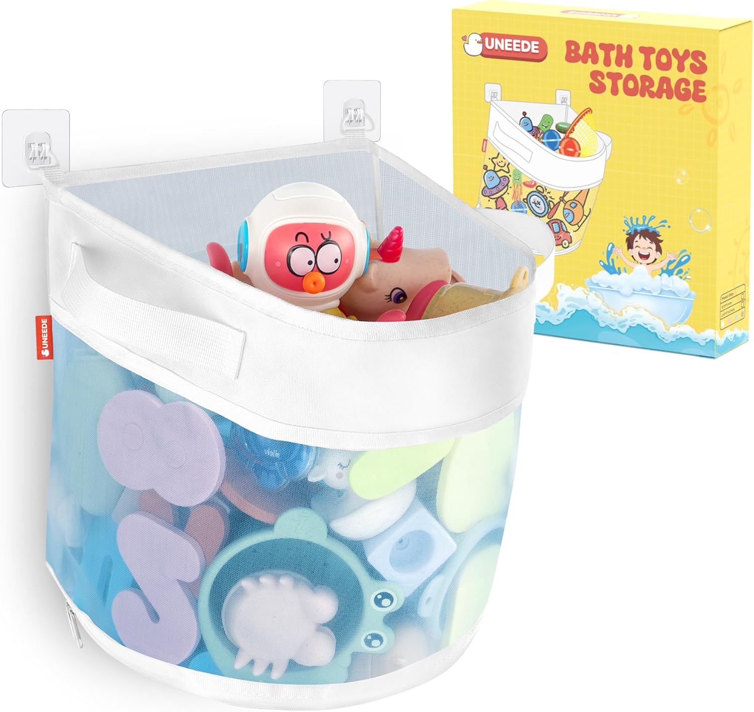 Amazon.com: UNEEDE Bath Toy Organizer,4.15 Gallons Bathtub Toy Storage ...