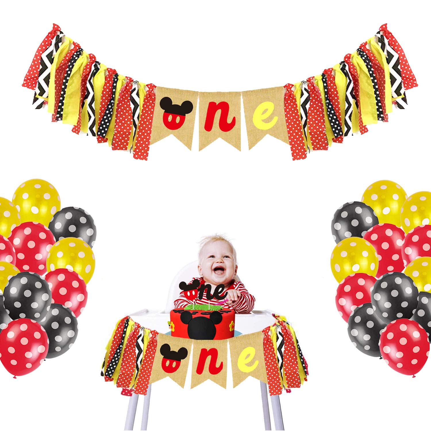 Buy BOODANAO Mickey Mouse Kids First Birthday Highchair Banner Mickey