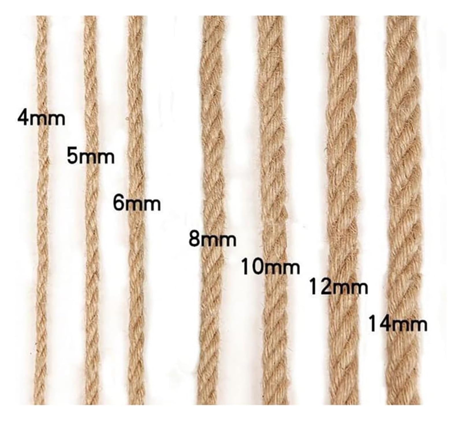 Sznur jutowy, Lina konopna 12 mm z juty, 4-warstwowe poręcze z liny ogrodowej o długości 10 m, przeciąganie liny, dekorowanie(12MM 10M)