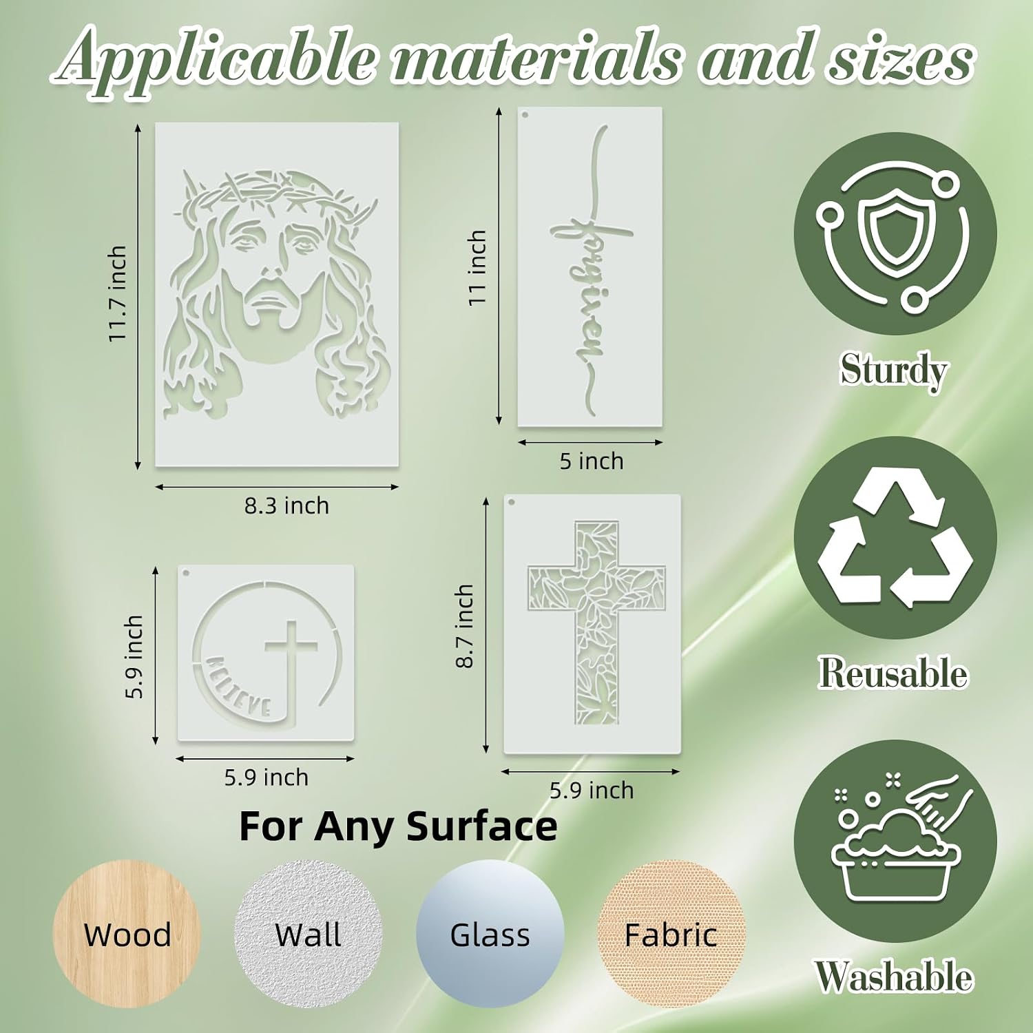 Christian Cross Stencils for Crafts Reusable 20Pcs Art Painting Stencil image 4