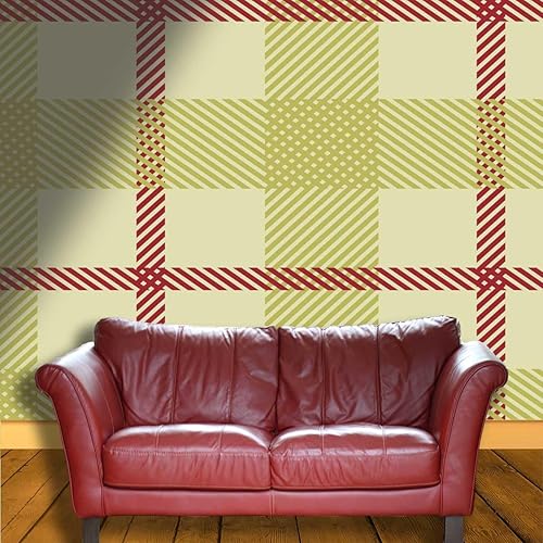 Miniatura 3 de Papel tapiz para pared de sala, elegante papel tapiz verde claro para gabinete, fondo de TV a cuadros, espacio animado (W) 59 pulgadas X (H) 48