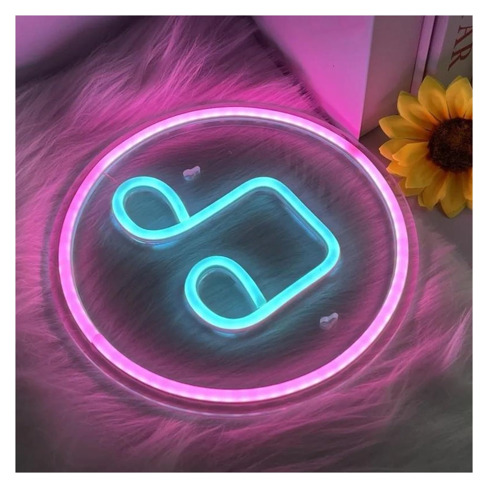 LEMST Sign Lamp Music Symbol Neon, Suitable for Music Studio, Dance Studio Or Family Entertainment Area, USB Powered, with Dimmable Switch 30x30cm