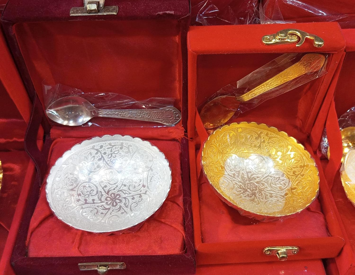 Regal Blossom Silver and Gold-Plated Bowl Spoon Set Royal Heritage Floral Elegant & Gold Embossed Gifting Majestic Bloom Gift - Imperial Charm Decorative | Under 1000 |