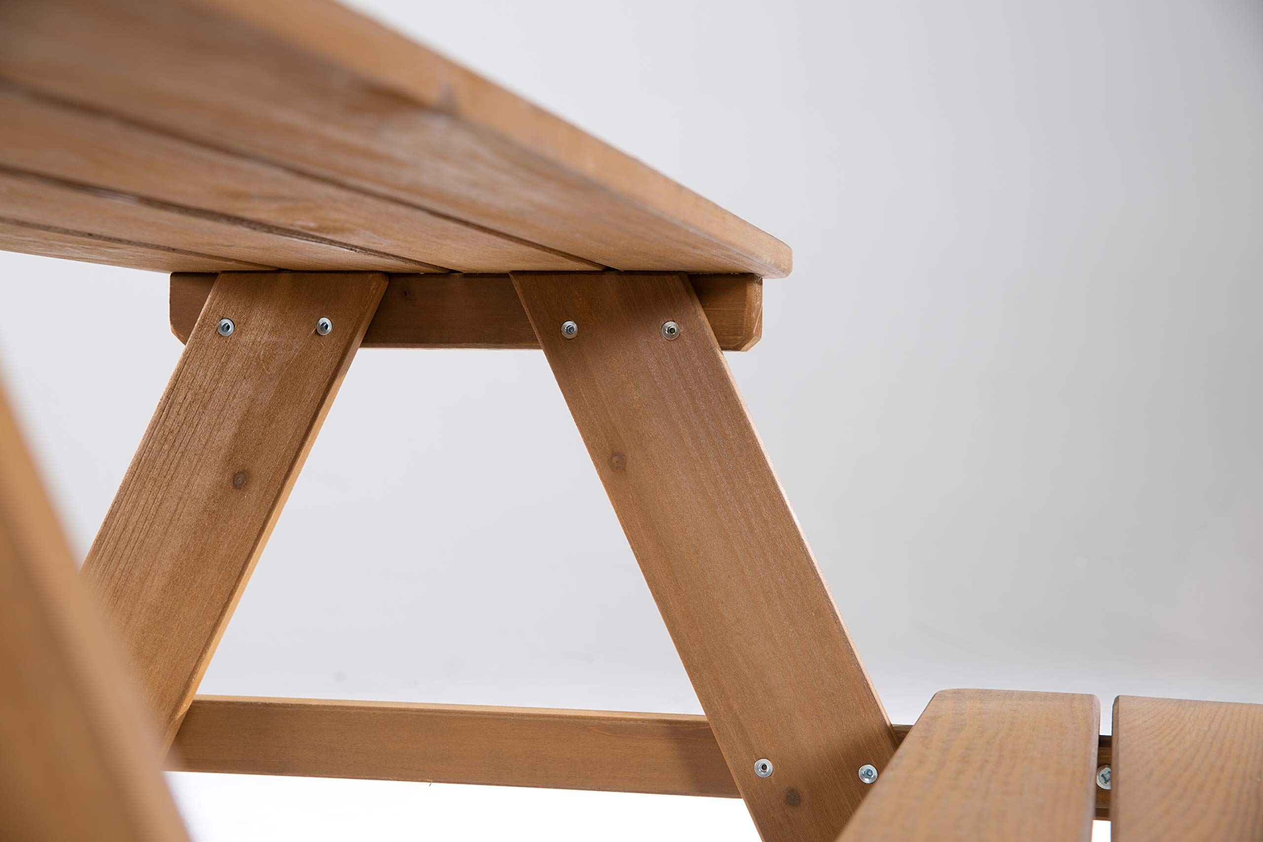 Ensemble de Table et Bancs Picnic Bois Massif Résistant aux Intempéries 4 Places 89 x 85 cm 100 Kg Teinté Teck