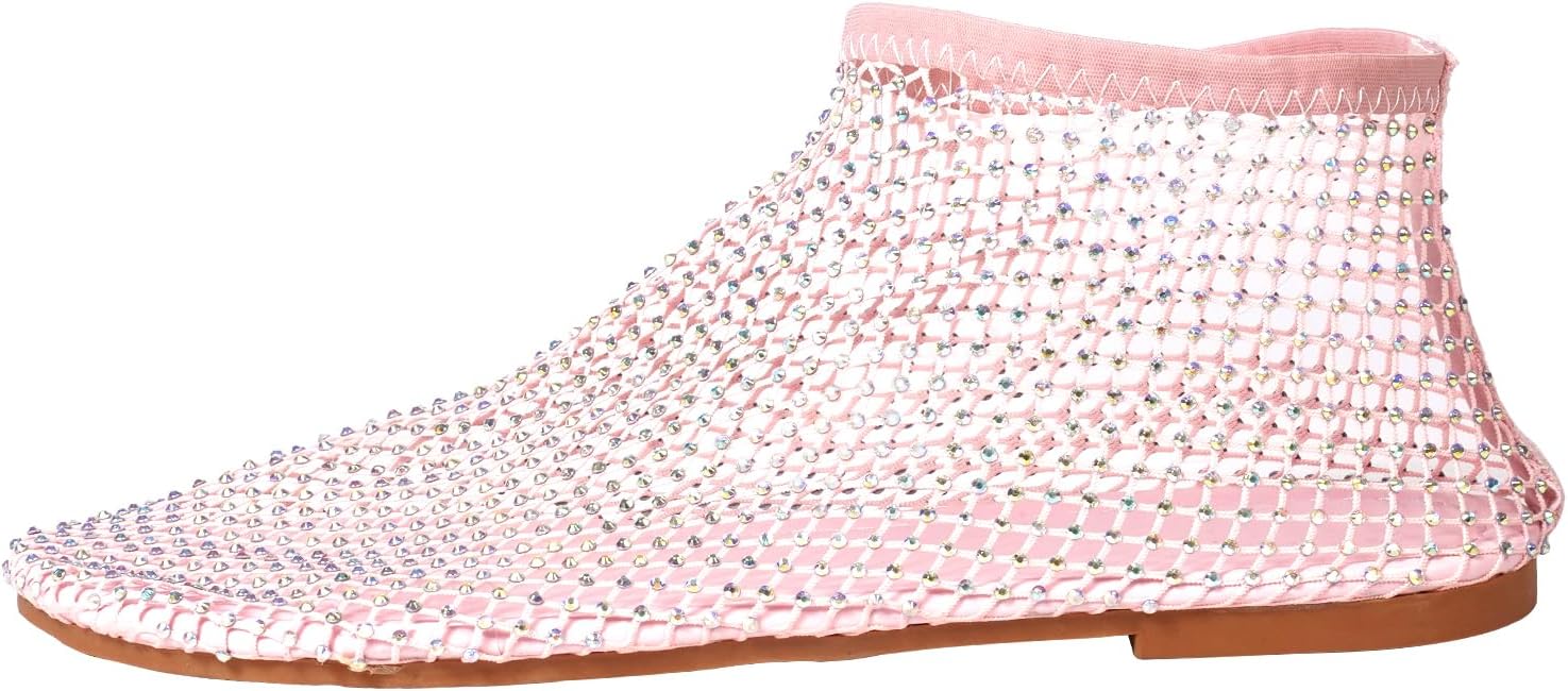 Ultra Comfortable Shiny Gem Mesh Flats, Ballet Flats for Women Sandals Women Dressy Summer Flat Shoes Slip On Sandals