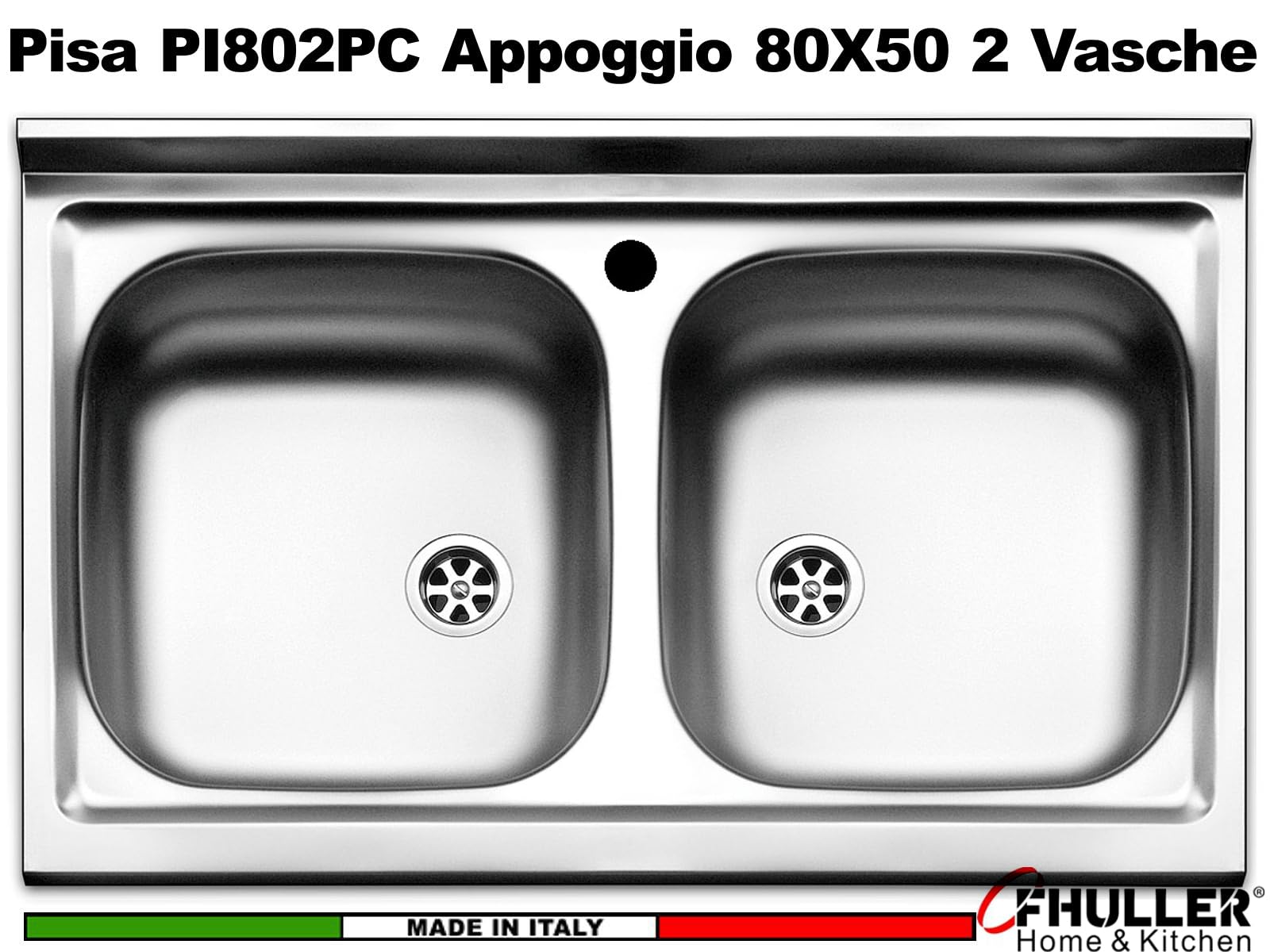 LAVELLO CUCINA APPOGGIO ACCIAIO INOX DUE VASCHE APELL 80 cm