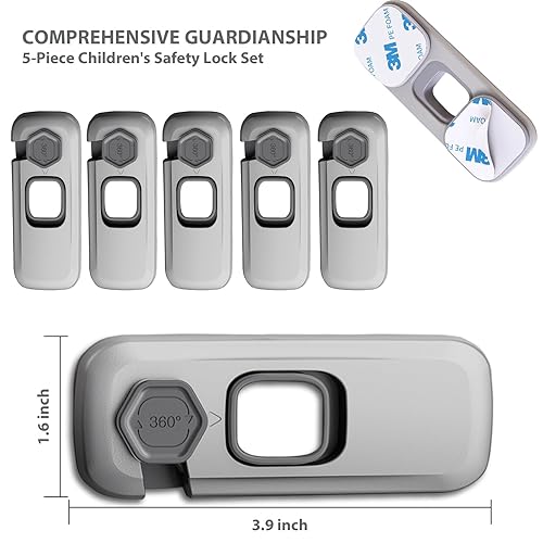 Miniatura 6 de Paquete de 5 cerraduras para refrigerador a prueba de niños, cerraduras de gabinete a prueba de bebés, cerradura de refrigerador y cerradura de