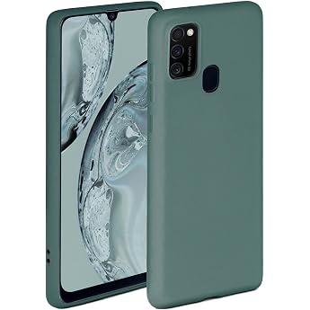 ONEFLOW Soft Case for Samsung Galaxy M21 Silicone Case with Camera Protection Silicone Case with Raised Protection for Display Back Cover Protective Case Soft Mobile Phone Case Petrol Blue