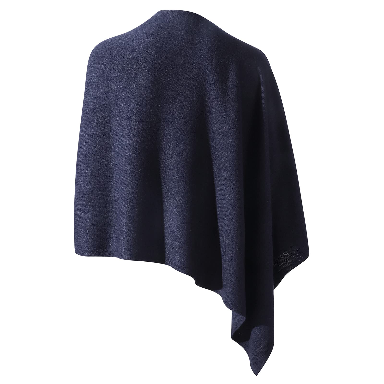 Fomolom Ponchos para mujer, versátil, ligero, sólido, de punto, bufanda, cabo, accesorios para mujer, Azul marino, Talla Única