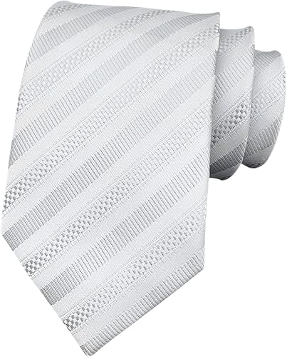 Vista 83 de Secdtie Corbata clásica de seda tejida jacquard a rayas para hombre Gris Negro