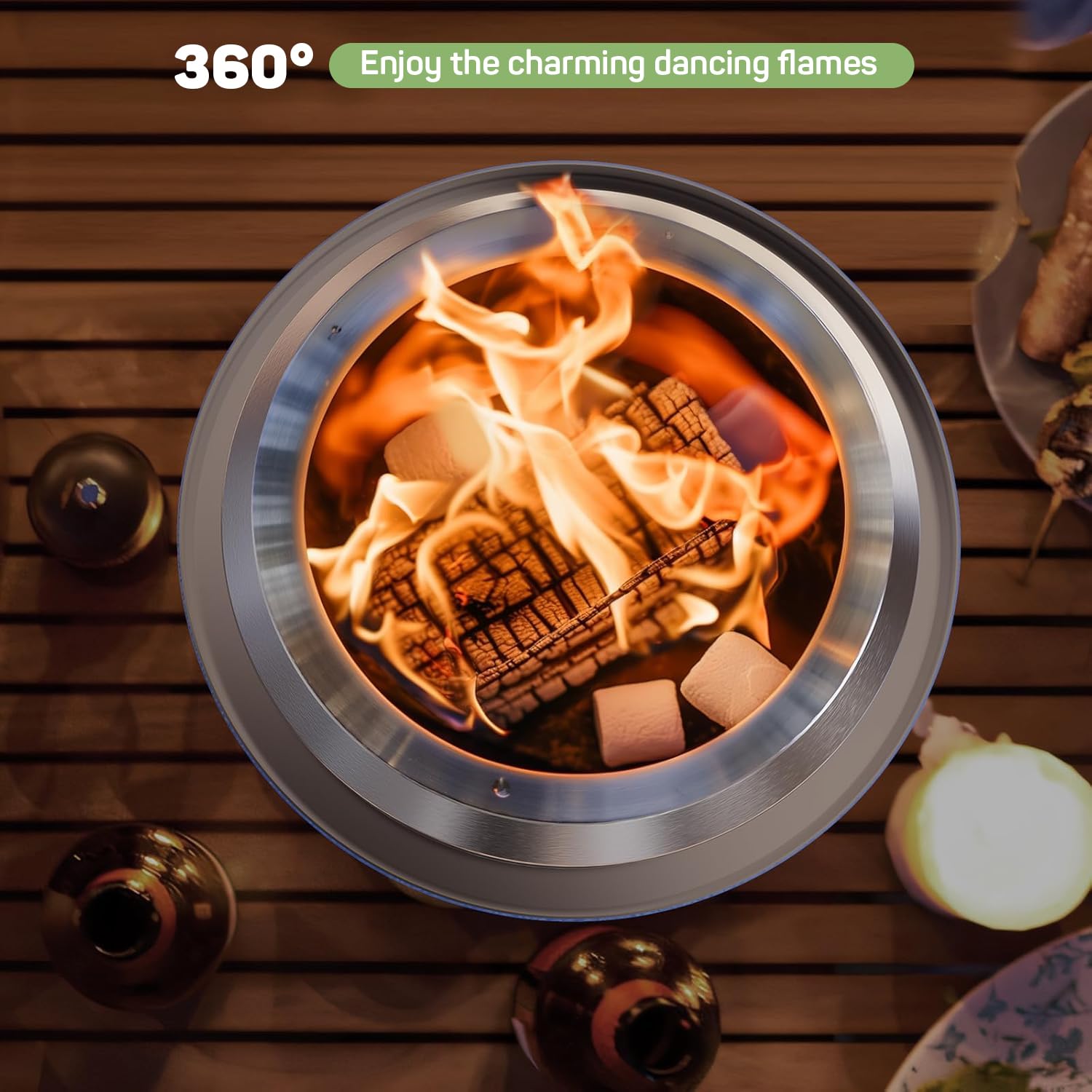 Snapklik.com : Tabletop Fire Pit, 7-Inch Smokeless Stainless Steel ...