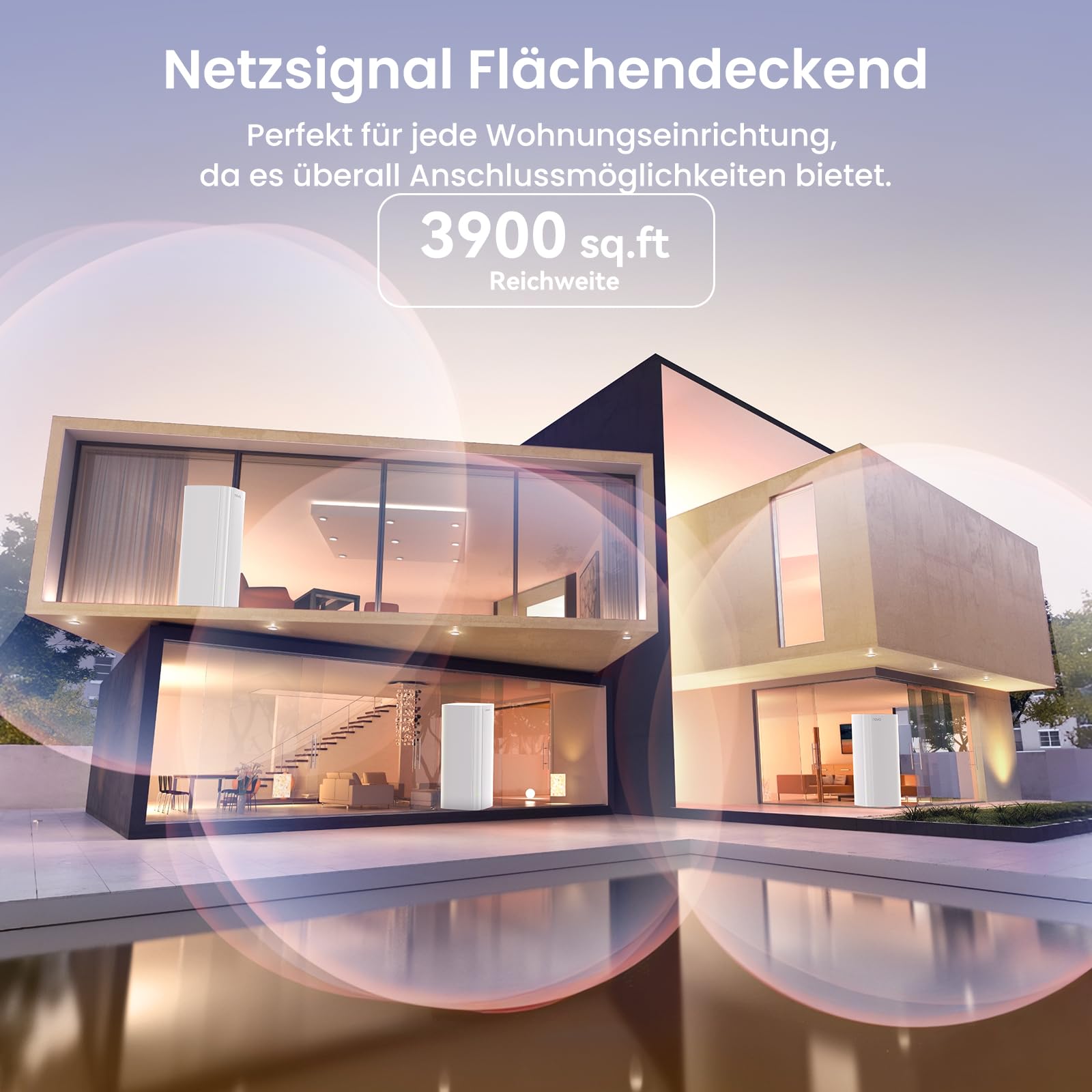 Tenda Nova MX12 Mesh WLAN System - AX3000 Wi-Fi 6 Dualband Mesh Set-empfohlen für Häuser mit 3-4 Schlafzimmer -9xGigabit Port -Ersetzt Router und Repeater -Ethernet Backhaul - APP Steuerung- 3er Pack