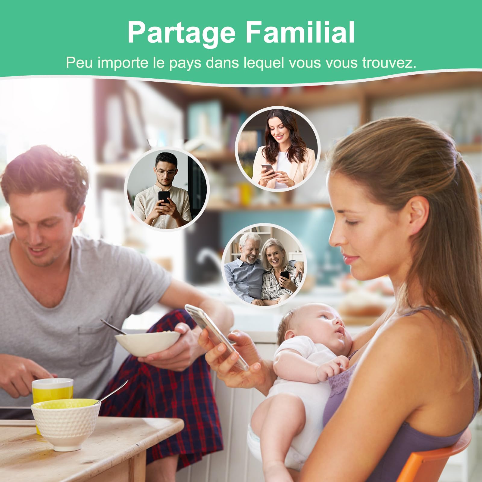 Simyke Babyphone, Caméra Bébé WiFi 1080p, contrôle app, Vision Nocturne, Notifications en Temps réel, Lecture vidéo avec Stockage Cloud ou Carte SD, Capture Automatique et Alerte de sécurité